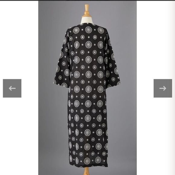 J. Peterman Company Eyelet Embroidery Duster Caftan Dress Size L - Picture 3 of 12
